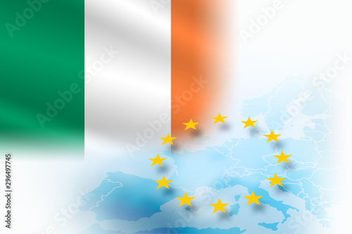 Obraz na płótnie Flag of Ireland - European Union member on light blue background w salonie