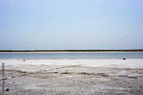 view on a dry salt lake in France.