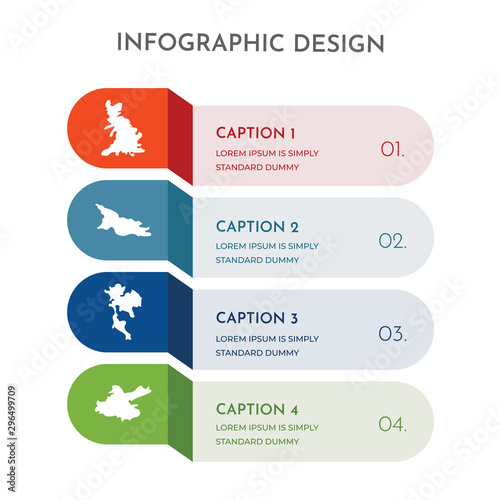 4 colorful filled icons set such as china map, thailand map, georgia map, united kingdom