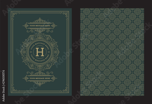 Vintage ornament greeting card calligraphic ornate swirls and vignettes frame design vector template