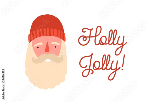 Cute santa claus face flat vector illustration