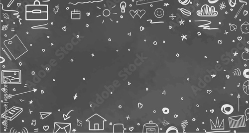 Back to school. Hand drawn abstract elements. Blackboard. Welcome back to school design