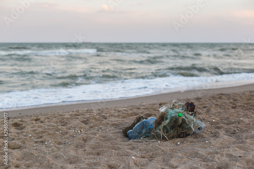 Plastic garbage on the seashore