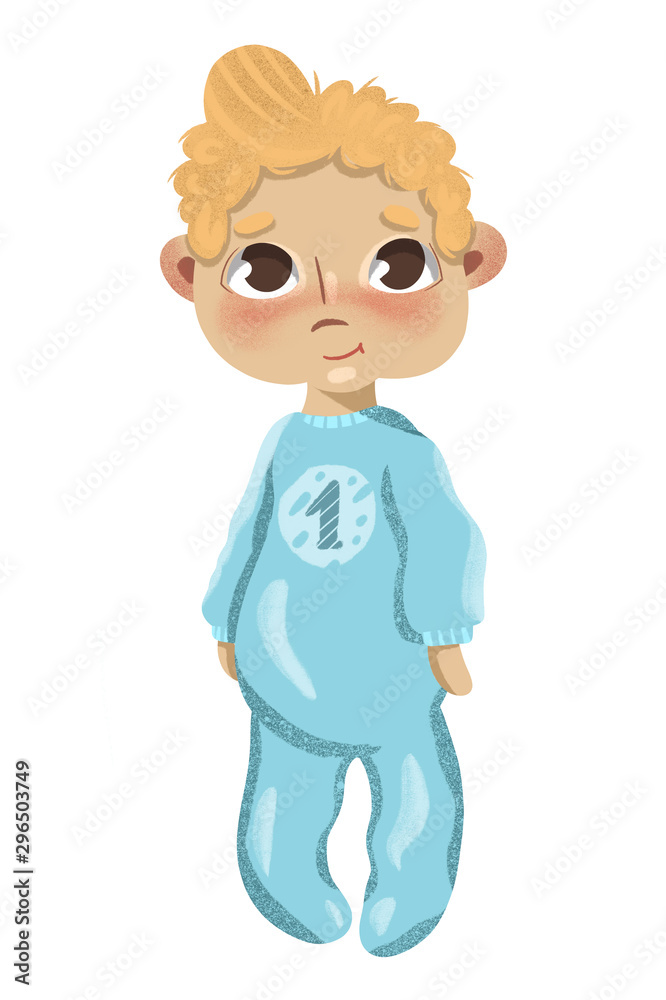 Toddler baby boy character with blonde hair standing for first year crafts project like baby boy poster or invitation for baby birthday party and newborn branding design Toddler baby boy character with blonde hair standing for first year crafts project like baby boy poster or invitation for baby birthday party and newborn branding design