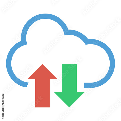 upload and download from the cloud, upload and download icon, flat illustration of cloud, vector icon for web.