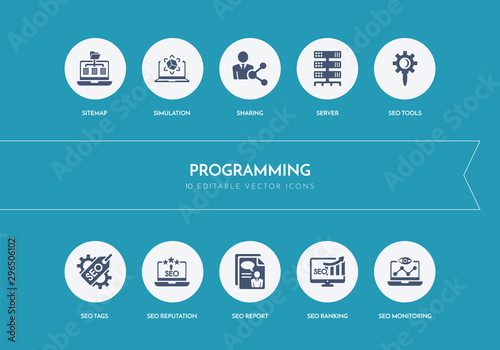 10 programming concept blue icons