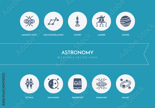 10 astronomy concept blue icons