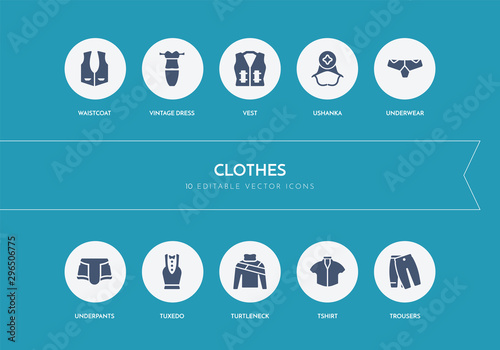 10 clothes concept blue icons