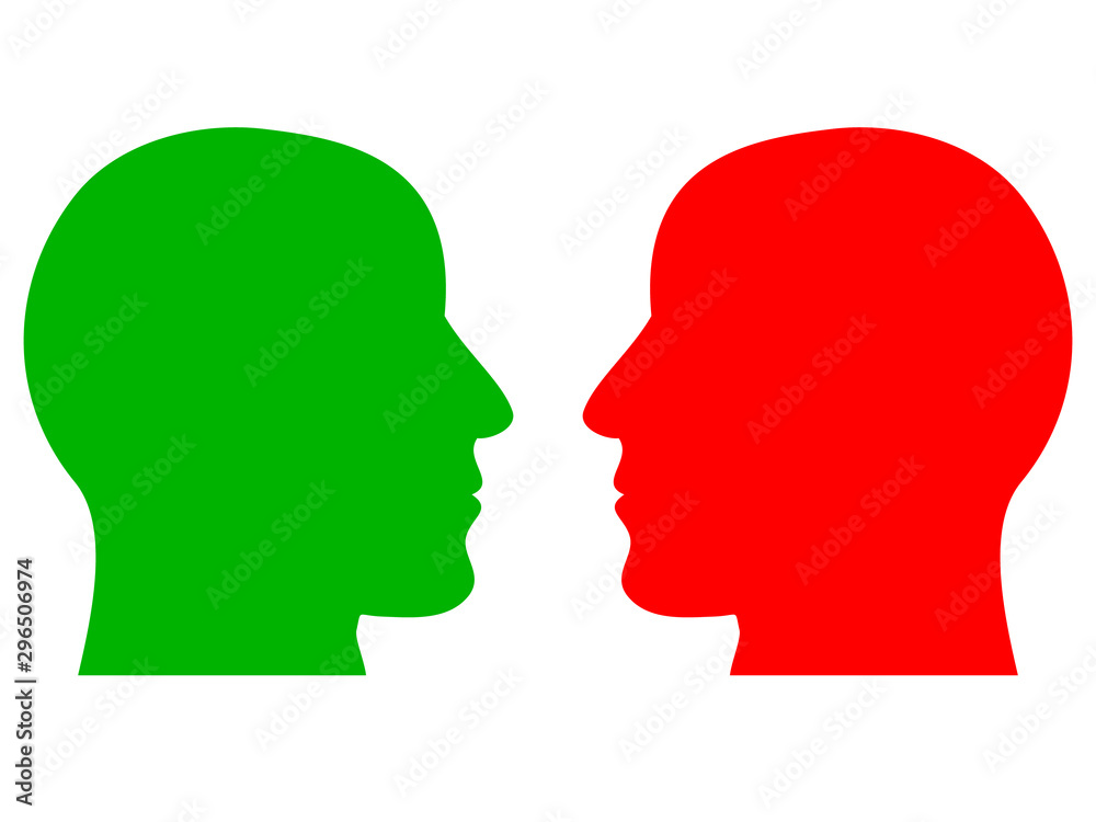 A simple design of the silhouettes of two human heads