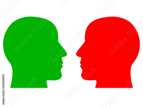 A simple design of the silhouettes of two human heads
