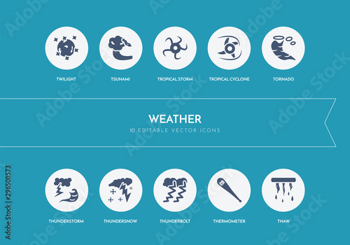 10 weather concept blue icons