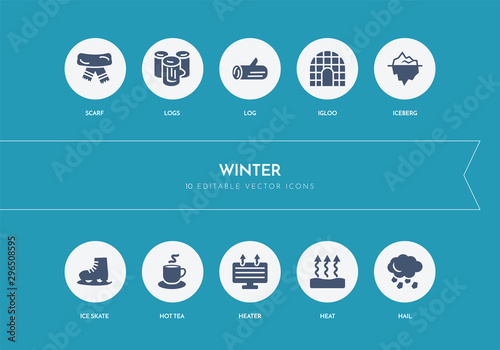 10 winter concept blue icons