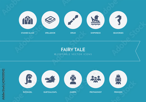 10 fairy tale concept blue icons