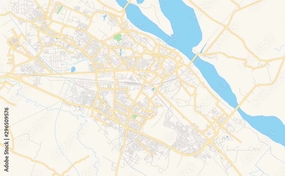 Printable street map of Kanpur, India