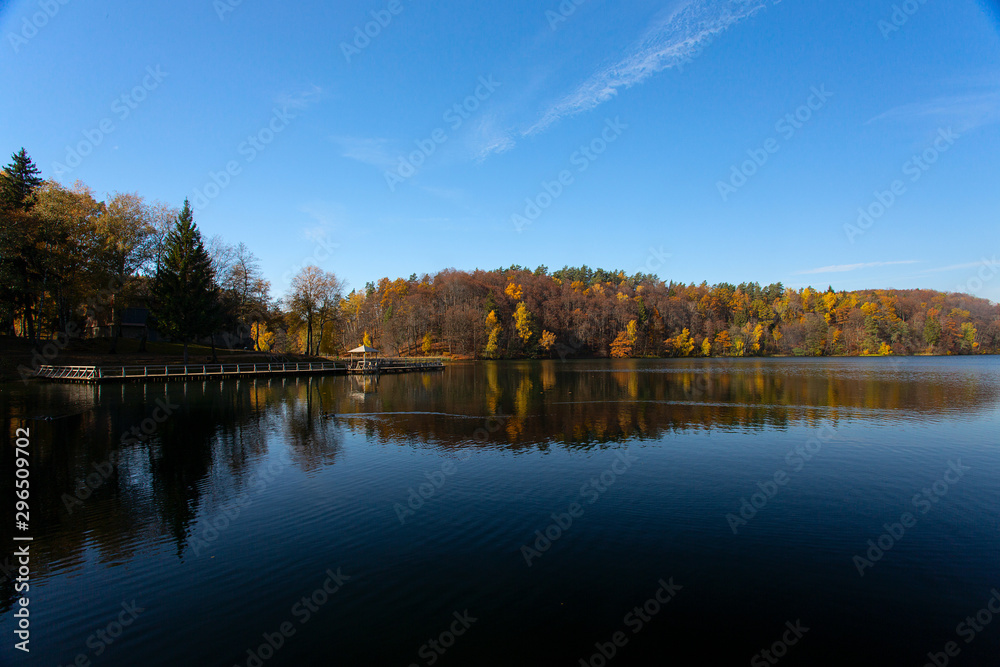 beautiful lake in golden autumn