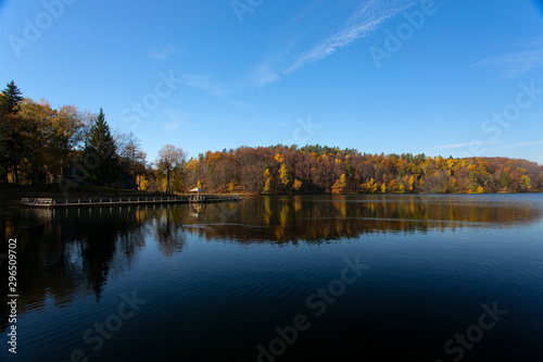 beautiful lake in golden autumn