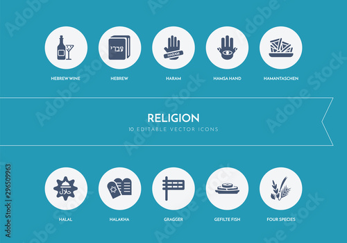 10 religion concept blue icons