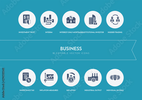 10 business concept blue icons photo