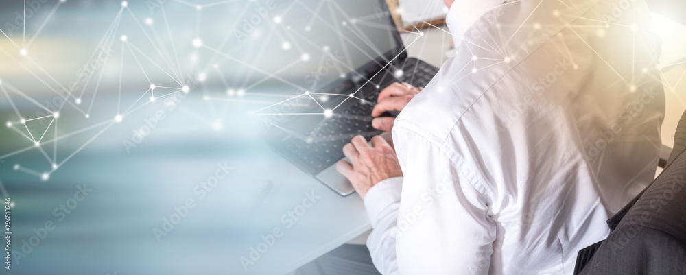 Businessman working at office; panoramic banner Businessman working at office; panoramic banner