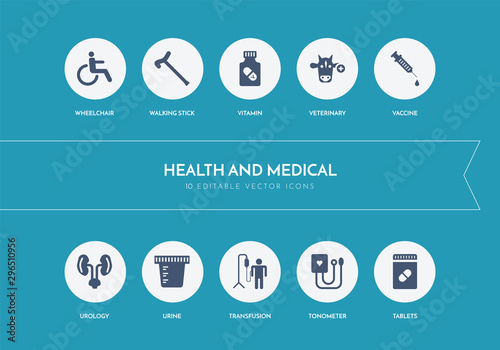 10 health and medical concept blue icons