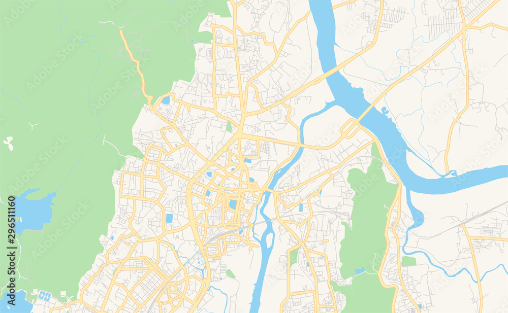 Fototapeta premium Printable street map of Thane, India