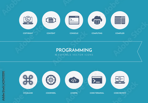10 programming concept blue icons