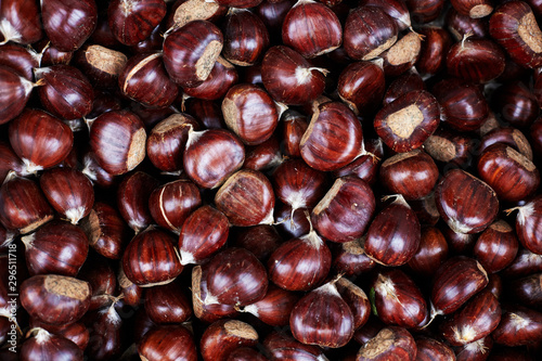 several chestnuts as backgound.