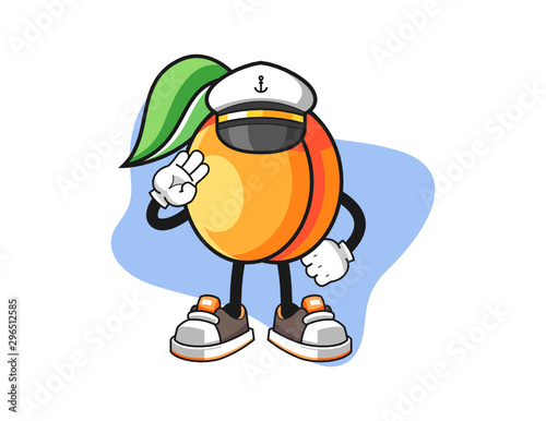 Apricots ship master mascot design vector. Cartoon character illustration for business, t shirt, sticker.
