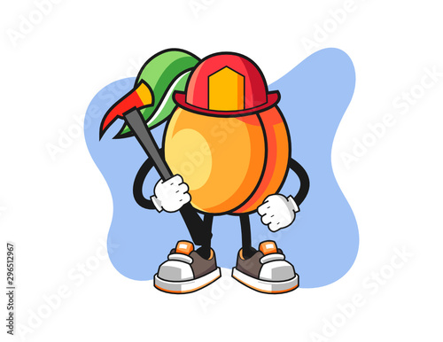 Apricots firefighter mascot design vector. Cartoon character illustration for business, t shirt, sticker.