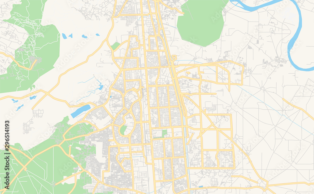 Printable street map of Faridabad, India