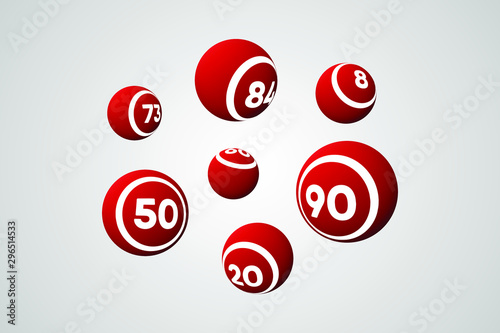Red Bingo Balls Vector Illustration