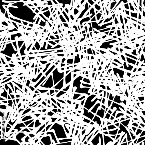 Grunge background monochrome vector seamless. Black and white vintage texture. Randomly arranged elements