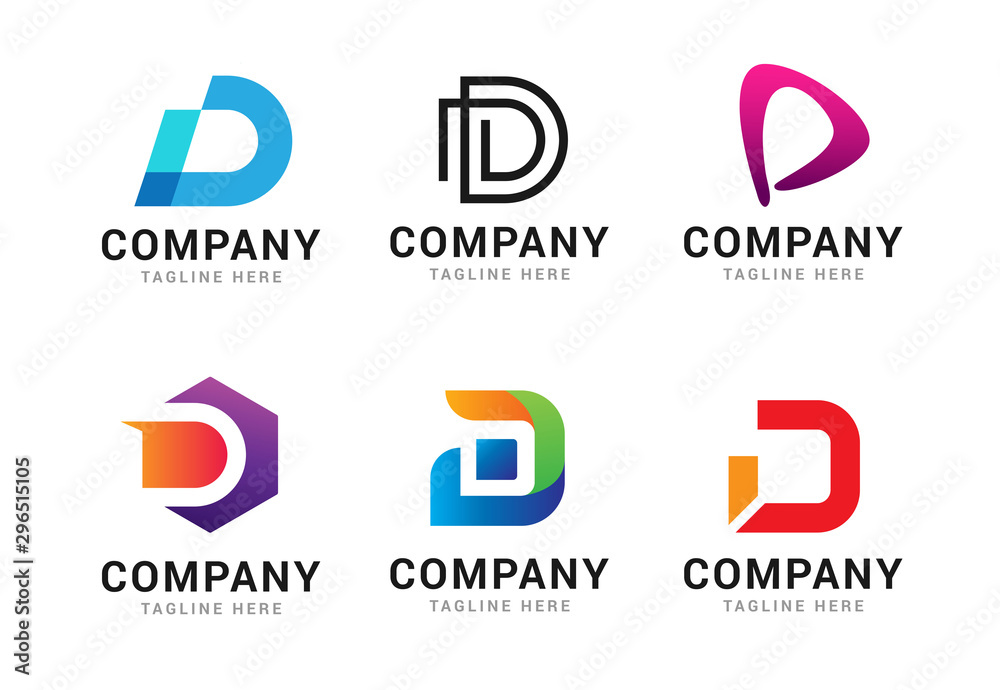 Set of letter D logo icons design template elements. Collection of vector sign symbol Set of letter D logo icons design template elements. Collection of vector sign symbol