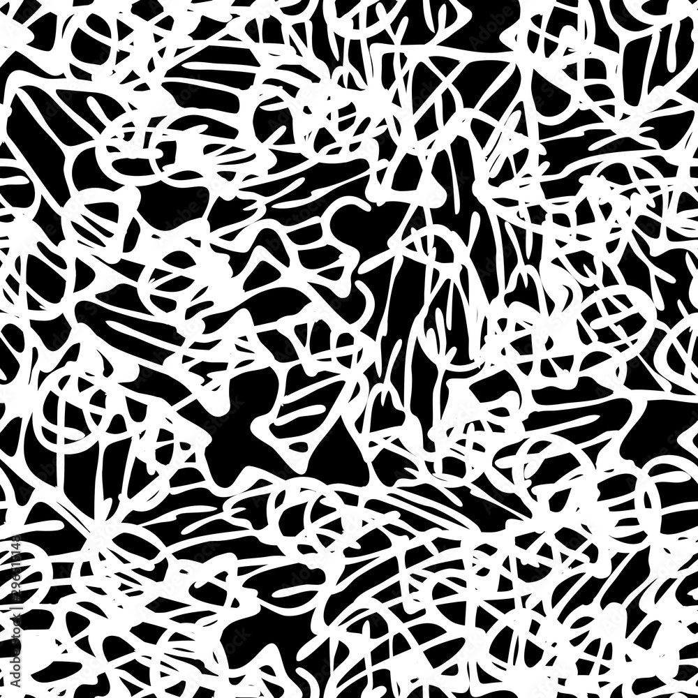 Grunge background monochrome vector seamless. Black and white vintage texture. Randomly arranged elements Grunge background monochrome vector seamless. Black and white vintage texture. Randomly arranged elements