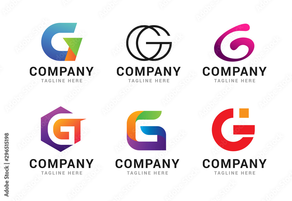 Set of letter G logo icons design template elements. Collection of vector sign symbol
