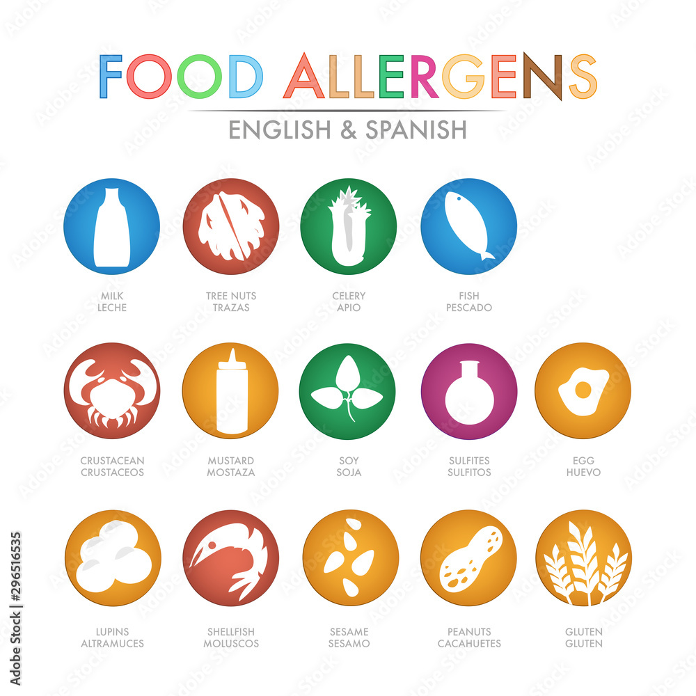 Fototapeta premium Allergens icons vector set for business