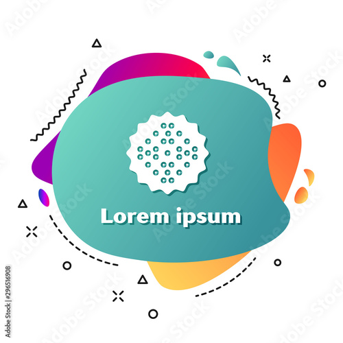 White Cracker biscuit icon isolated on white background. Sweet cookie. Abstract banner with liquid shapes. Vector Illustration