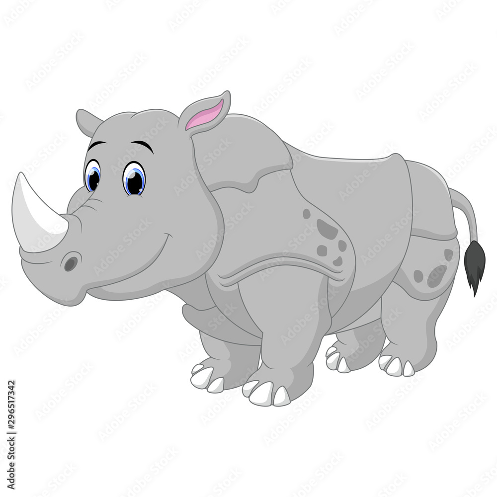 A big rhino cartoon isolated on white background