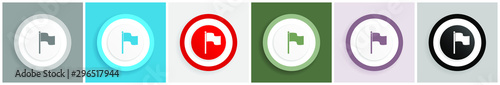 Flag icon set, colorful flat design vector illustrations in 6 options for web design and mobile applications