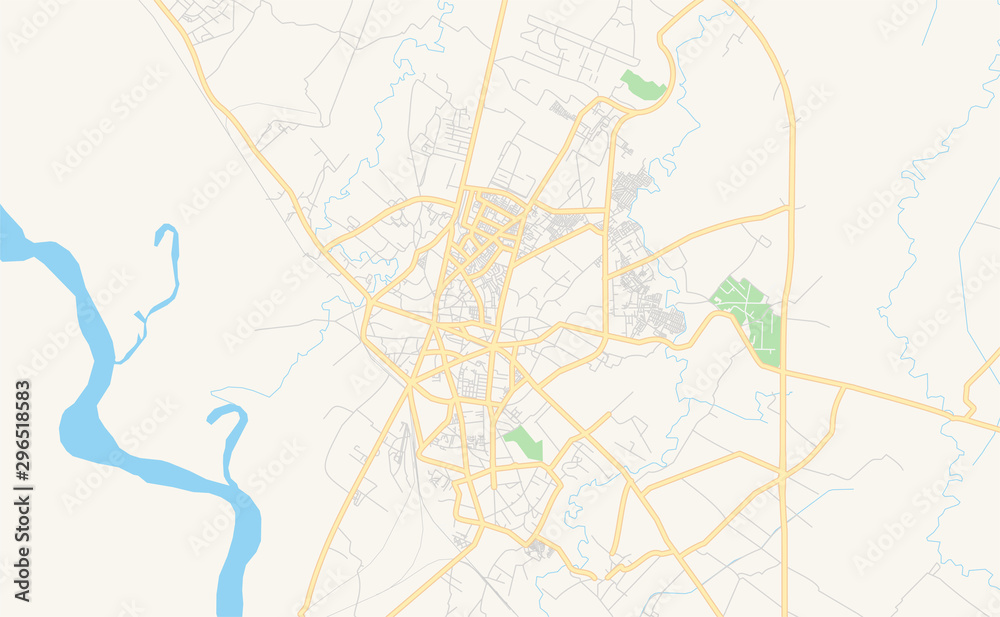 Printable street map of Bareilly, India