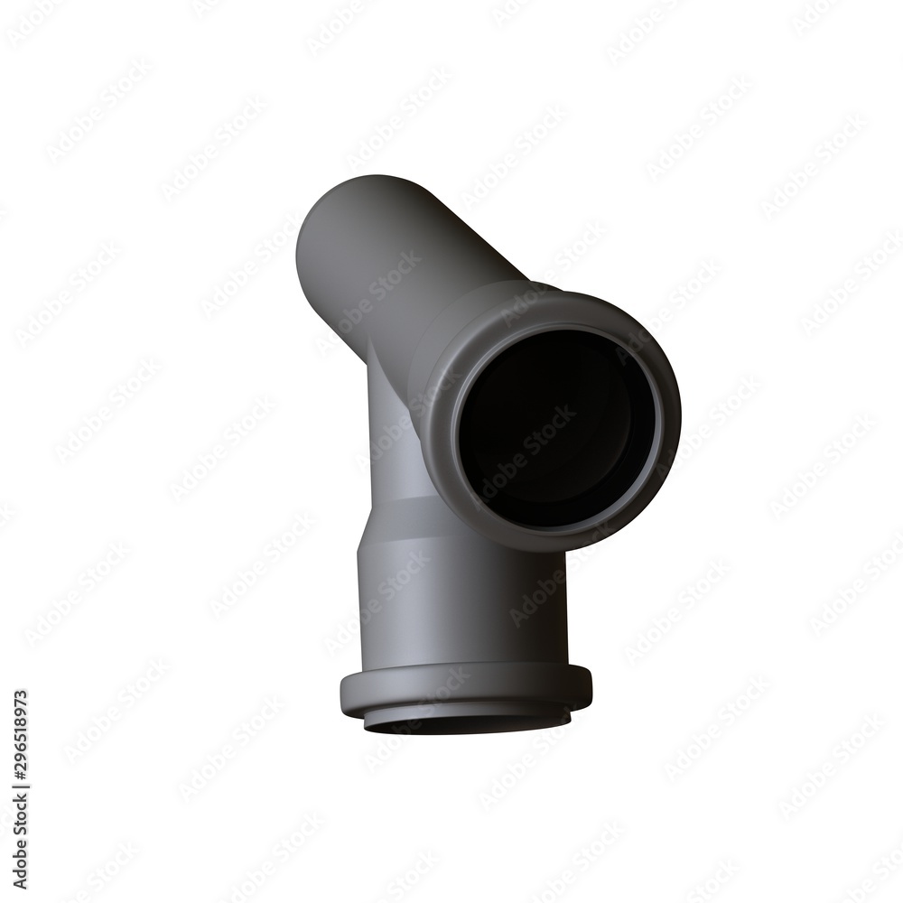 Plastic sewer pipe grey on white background, isolated. 3D rendering of excellent quality in high resolution. It can be enlarged and used as a background or texture. Plastic sewer pipe grey on white background, isolated. 3D rendering of excellent quality in high resolution. It can be enlarged and used as a background or texture.