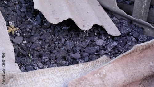 Wallpaper Mural Collection of a shovel of black coal. Coal spills out of a bucket into a vault. Preparation for winter season. Torontodigital.ca