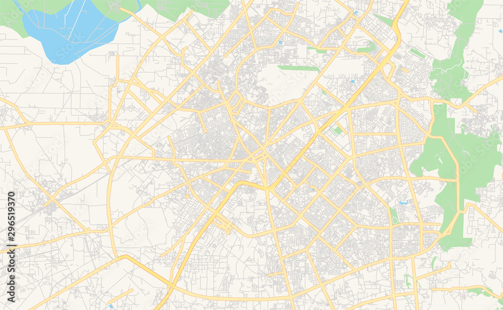 Printable street map of Gurgaon, India