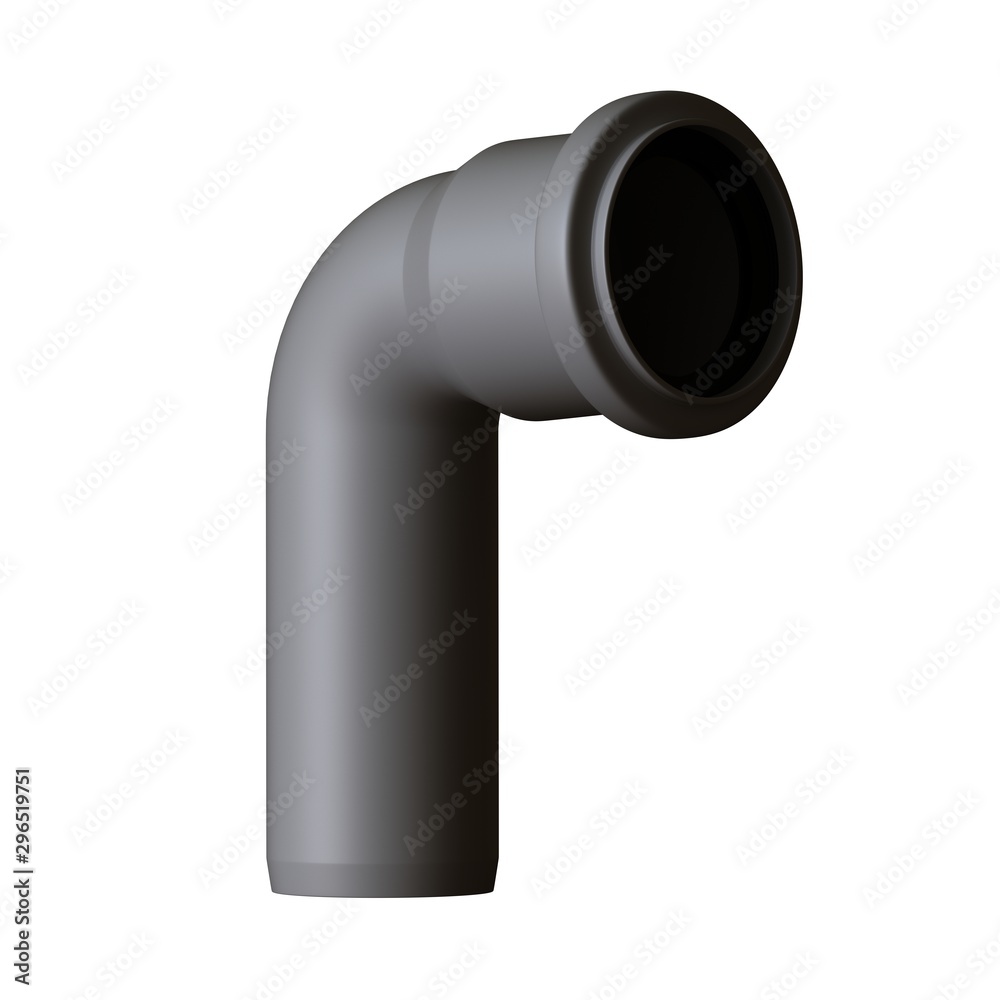 Plastic sewer pipe grey on white background, isolated. 3D rendering of excellent quality in high resolution. It can be enlarged and used as a background or texture. Plastic sewer pipe grey on white background, isolated. 3D rendering of excellent quality in high resolution. It can be enlarged and used as a background or texture.