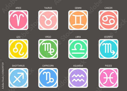 horoscope zodiac sign icon set   vector illustration