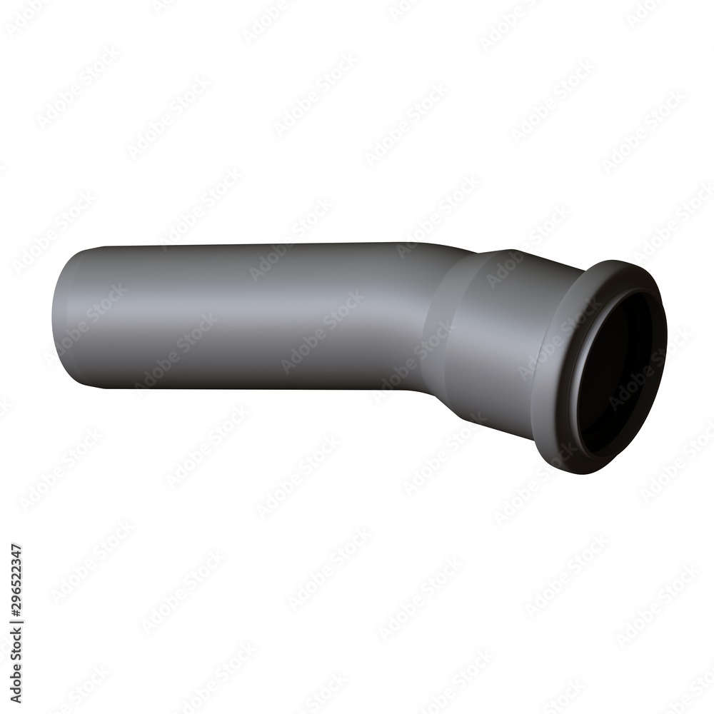Plastic sewer pipe grey on white background, isolated. 3D rendering of excellent quality in high resolution. It can be enlarged and used as a background or texture. Plastic sewer pipe grey on white background, isolated. 3D rendering of excellent quality in high resolution. It can be enlarged and used as a background or texture.