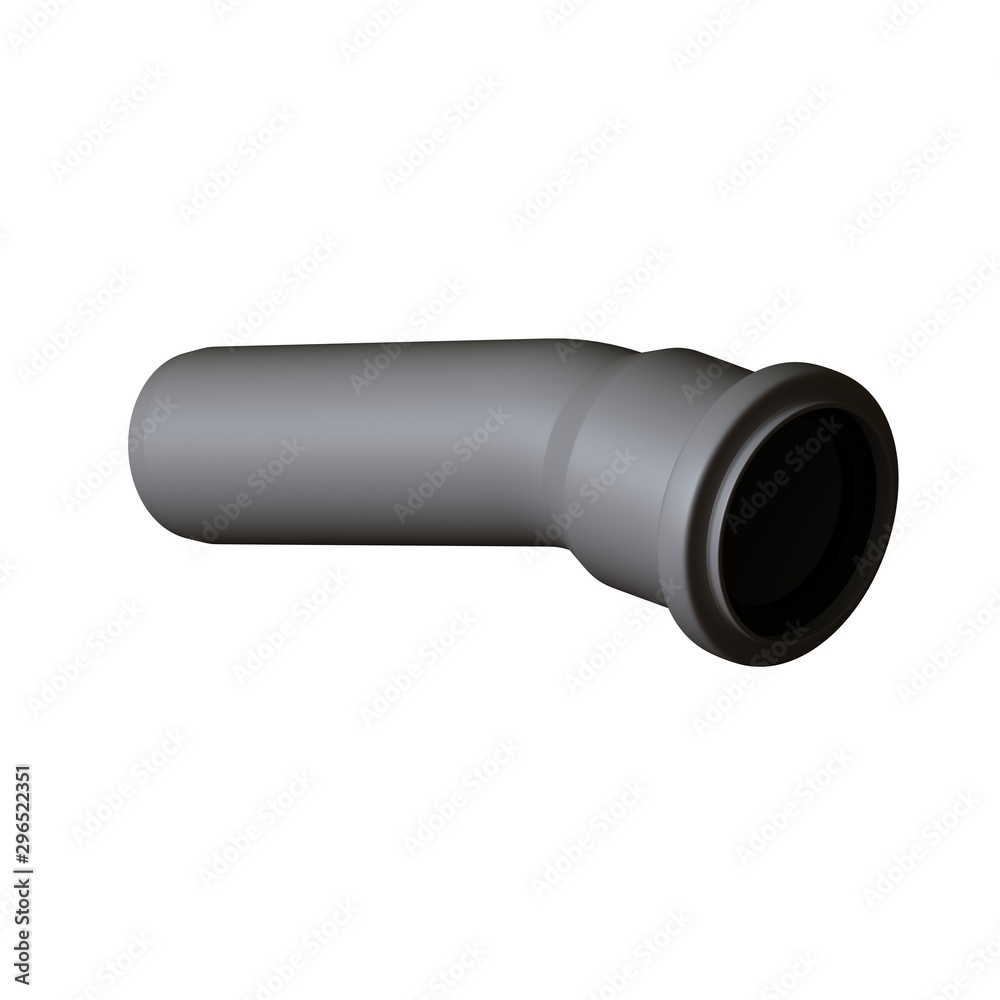 Plastic sewer pipe grey on white background, isolated. 3D rendering of excellent quality in high resolution. It can be enlarged and used as a background or texture. Plastic sewer pipe grey on white background, isolated. 3D rendering of excellent quality in high resolution. It can be enlarged and used as a background or texture.