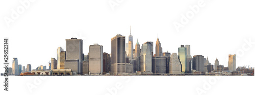 Tela Manhattan skyline isolated on white.
