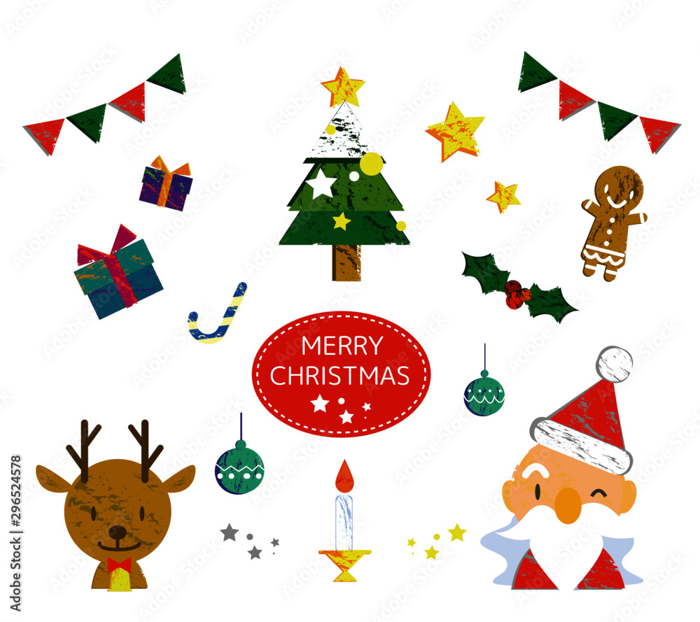 Fototapeta premium クリスマス素材 版画風