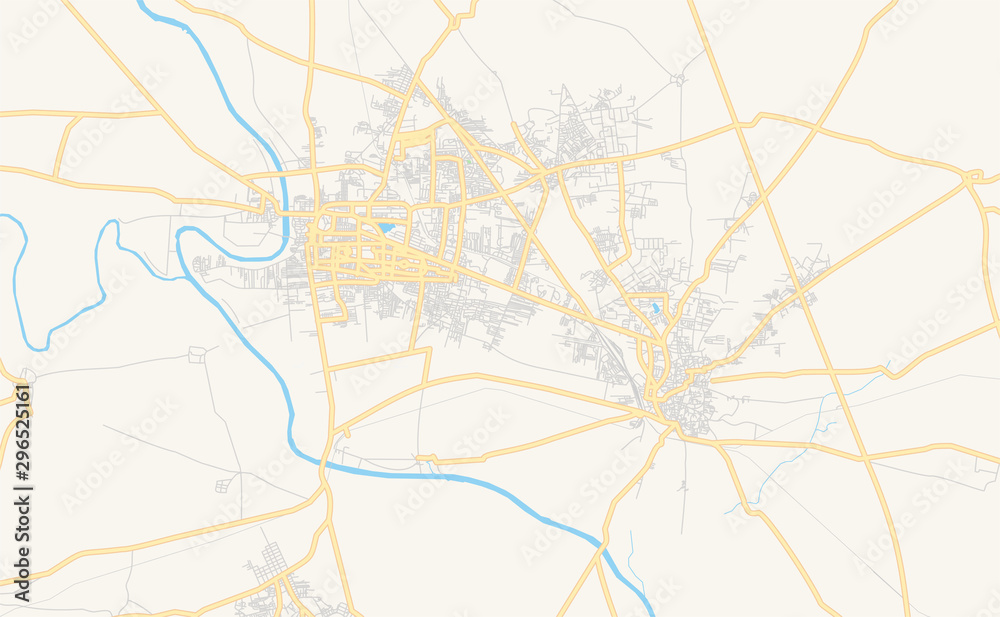 Obraz premium Printable street map of Sangli-Miraj & Kupwad, India